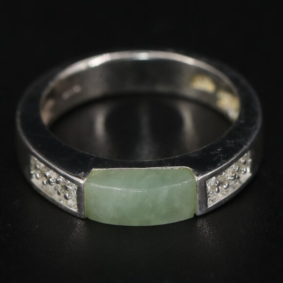 Expensive Genuine Jade Diamonds Ring Ring Sterling SilverHong Kong Designs US 5 - Picture 7 of 7